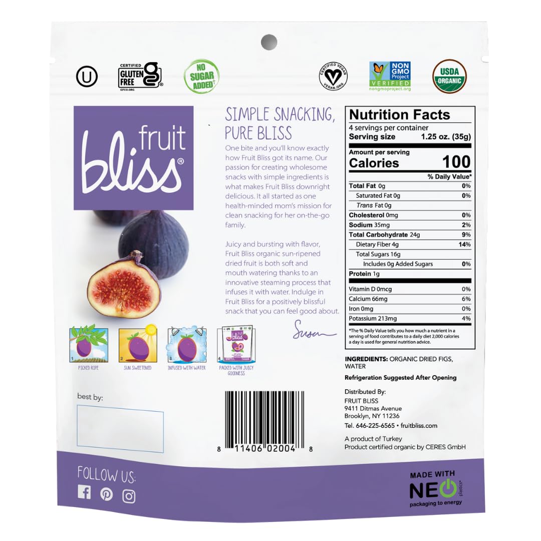 Organic Turkish Figs Dried Fruit Snacks - 6 Pack (5oz Each) | Healthy Natural Snack for Kids & Adults | Perfect for Lunch Boxes, Hiking & Office Snacking