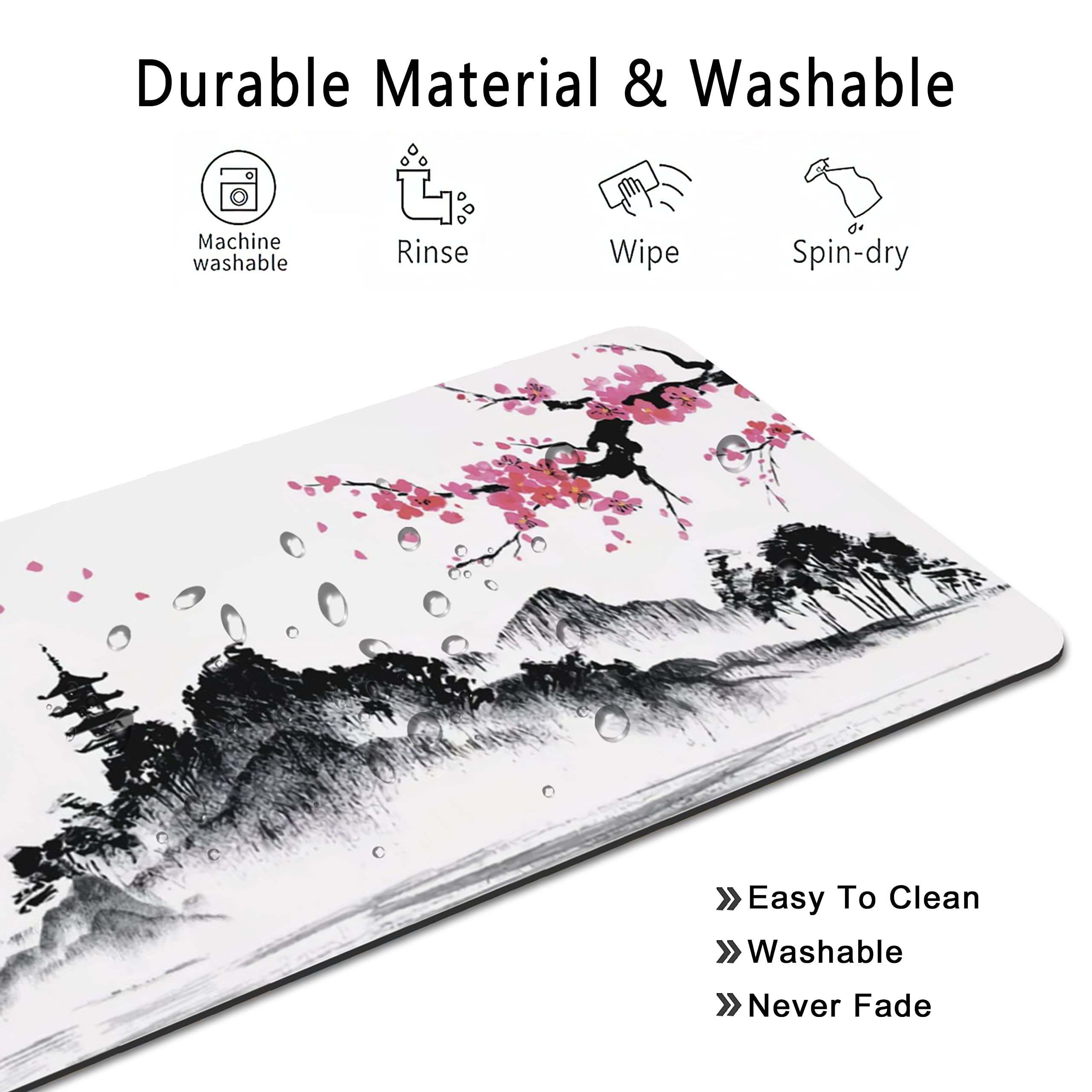 Japanese Cherry Blossom Floral Desk Mat - Large 31.5