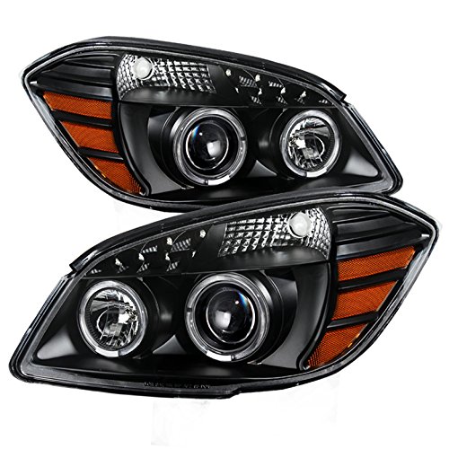 Xtune LED Halo Headlights for 2005-2010 Chevy Cobalt - Black/Clear Lens - High Visibility & Style Upgrade for Night Driving & Car Customization