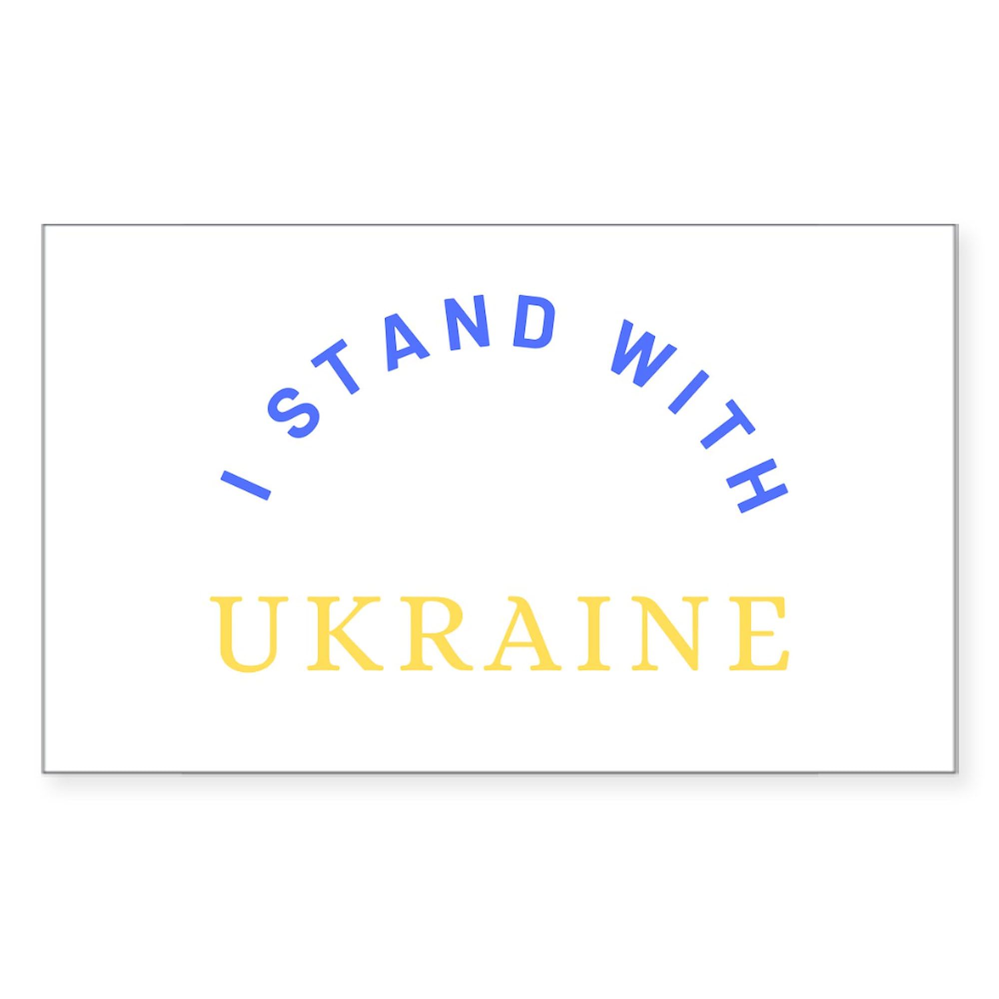 Solidarity with Ukraine Stickers - Pack of 50 Rectangle Decals for Cars, Laptops & Water Bottles | Show Support with Ukrainian Flag Stickers