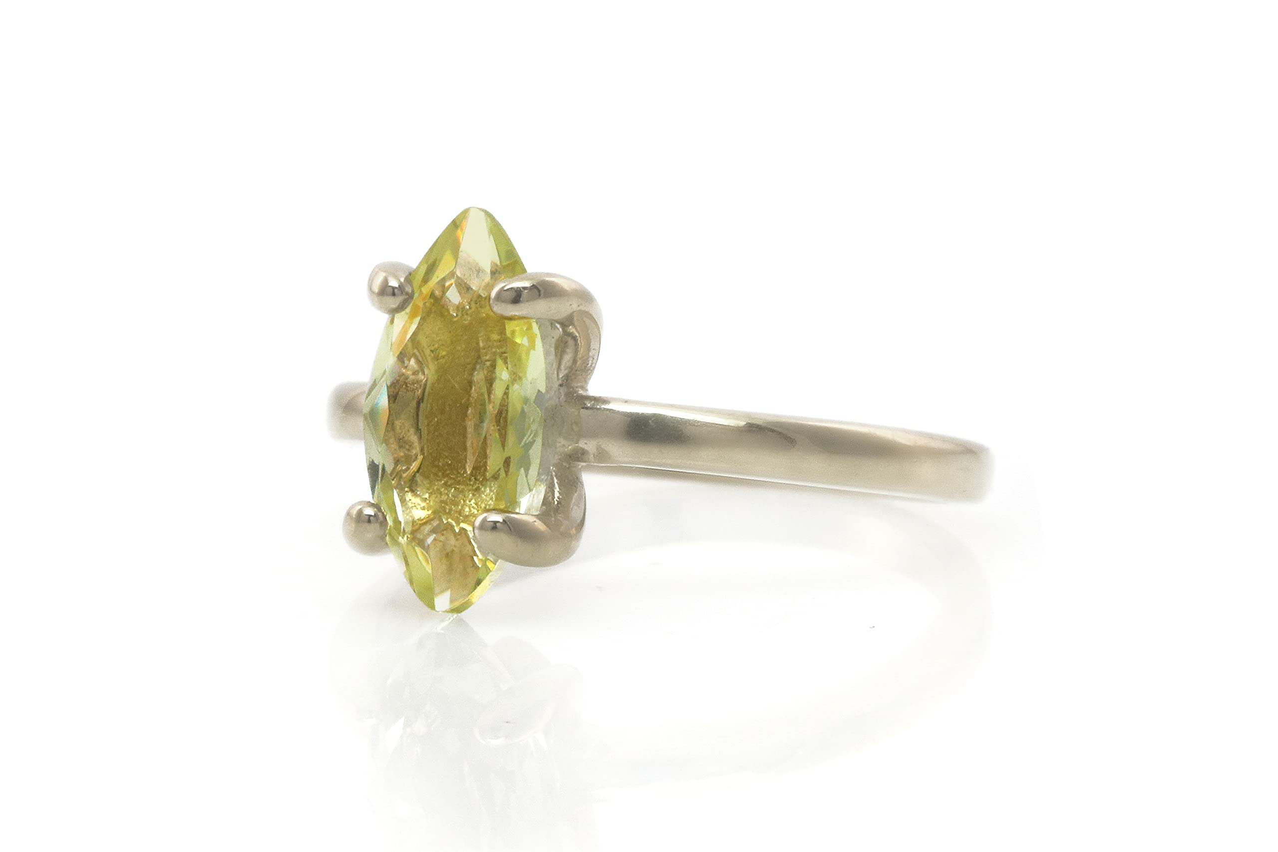 Lemon Quartz Anemone Ring - 14K Gold Custom Engagement Ring, Promise Ring, Fashion Jewelry - Handmade Elegant Ring with Gift Box for Anniversary, Wedding, Valentine's Day Gift