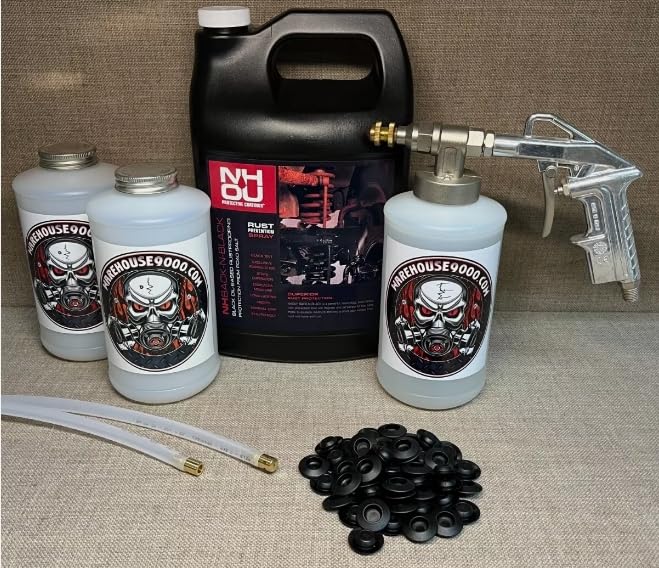 Professional Gal NH Oil Undercoating Kit with Pro Undercoating Gun, 2 Wands, 3 Quart Bottle & 50 Plugs - Perfect for Automotive Rust Protection and Underbody Maintenance