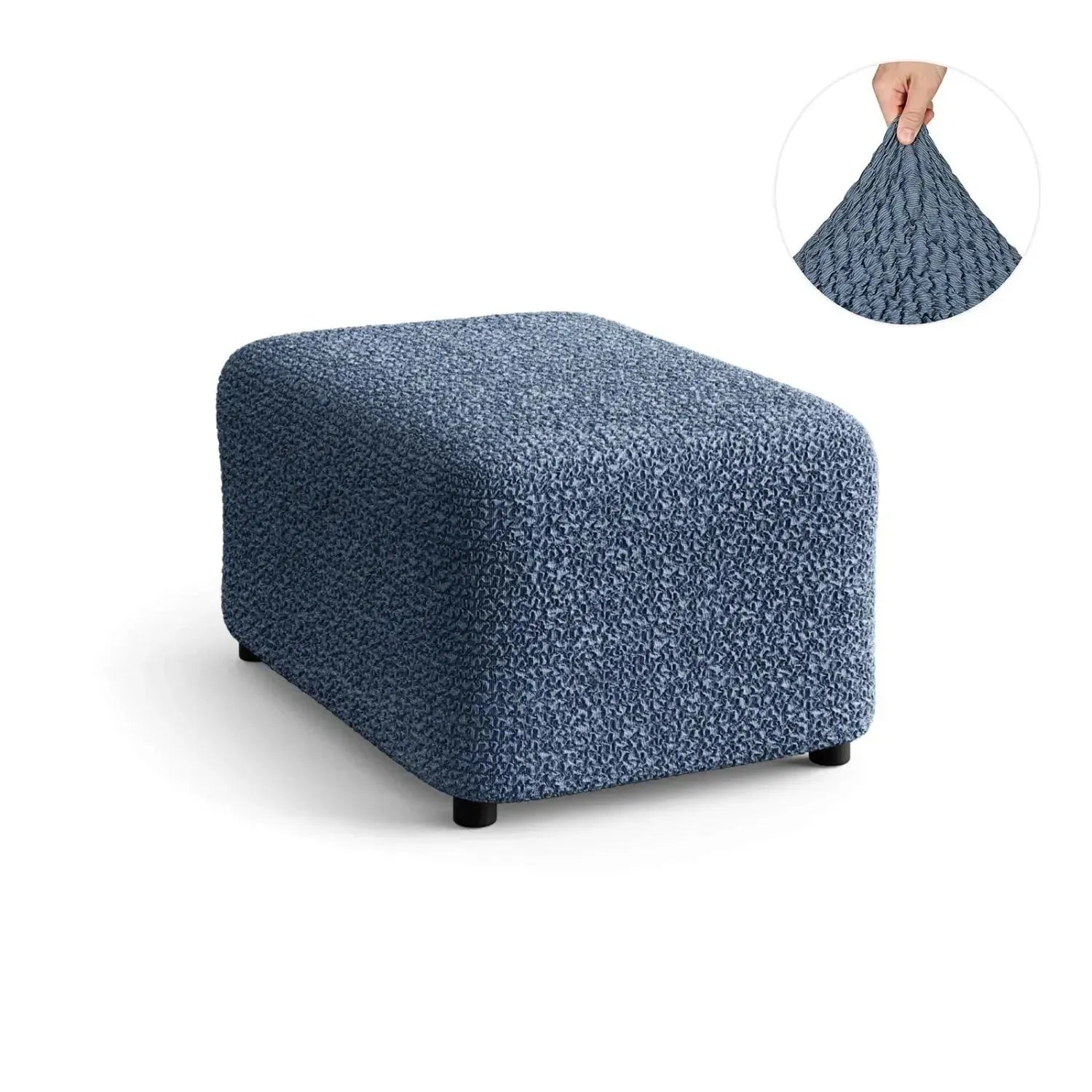 Ottoman Slipcover Medium - Mille Righe Collection - Stretchable Furniture Cover for Living Room, Bedroom & Office Decor