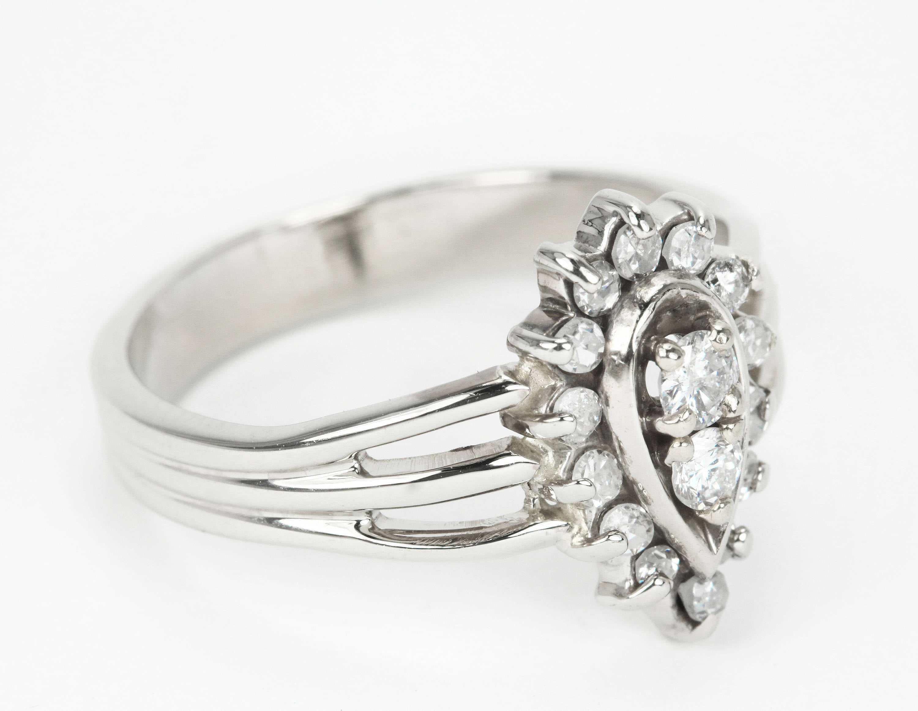 0.45 Carat Vintage Diamond Cluster Anniversary Ring in 14K Gold - Perfect for Weddings, Anniversaries & Special Occasions