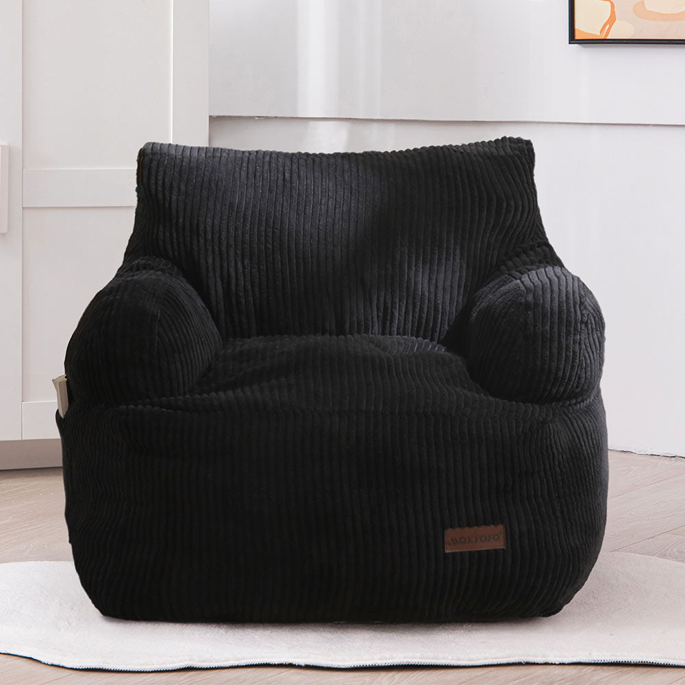 MAXYOYO Kids Bean Bag Chair - Soft & Comfortable Stuffed Toddler Bean Bag Sofa with Removable Filler for Boys & Girls (Black) - Perfect for Playroom, Bedroom & Reading Nook