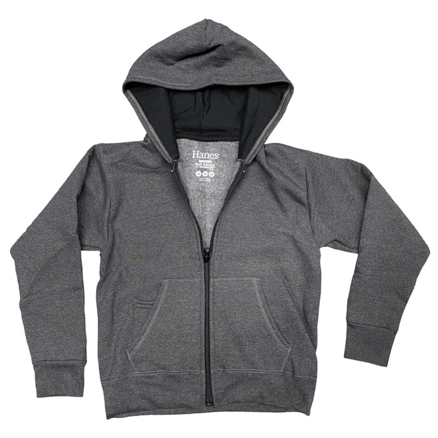 BILLIONHATS 24 Pack Kids Hooded Sweatshirts Bulk - Unisex Zip Up Fleece Jackets for Boys & Girls | EcoSmart Yarn | Charcoal Gray | Perfect for School Uniforms, Team Sports & Family Outfits