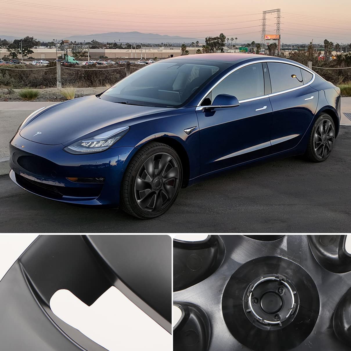 Tesla Model Y 19-Inch Überturbine Wheel Covers - Left & Right Symmetric Matte Black Caps for Enhanced Style & Protection | Perfect for Road Trips & Daily Commutes