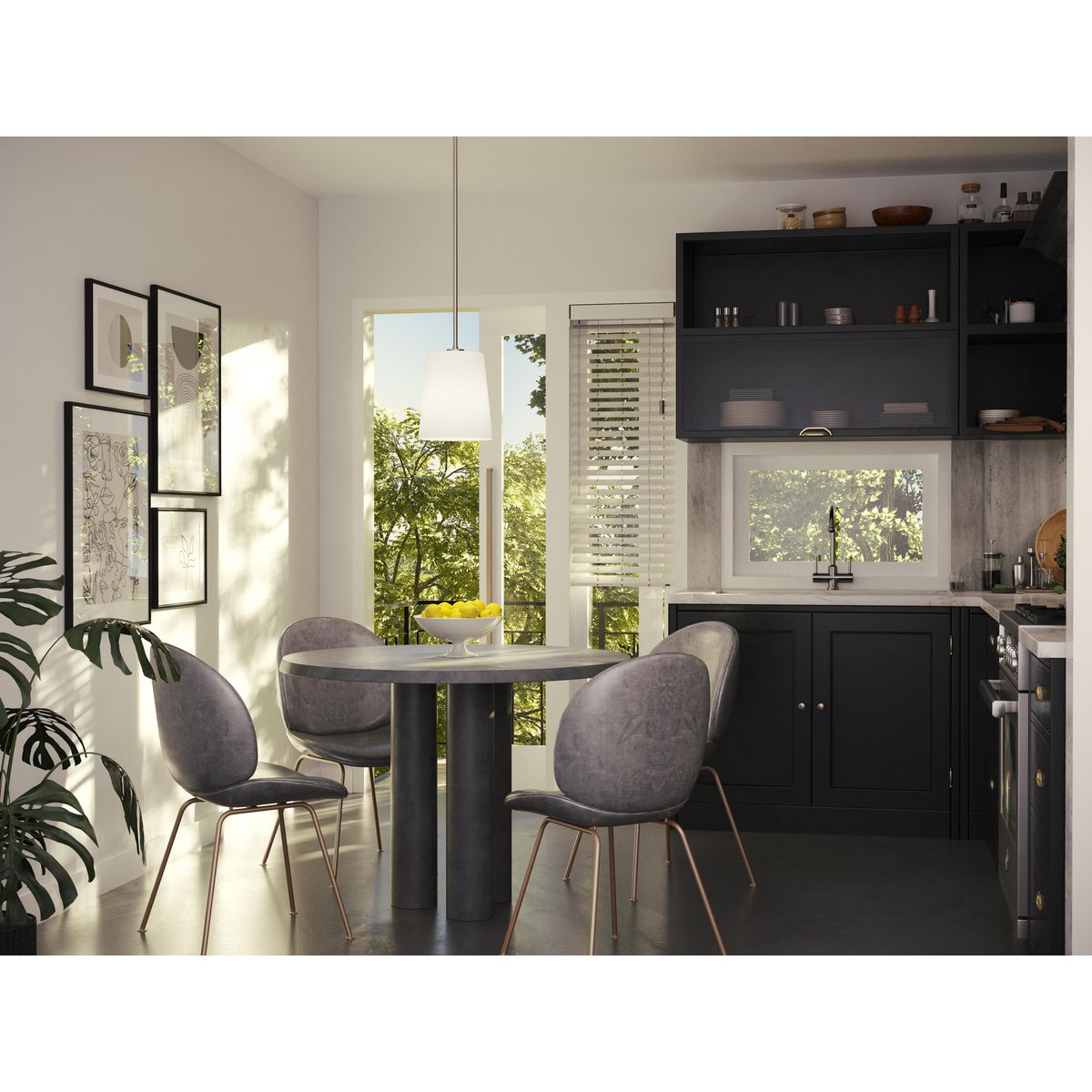 Clarion Collection One Light Etched White Glass Pendant Lighting Fixture - Modern Ceiling Light for Dining Room, Kitchen Island & Bedroom