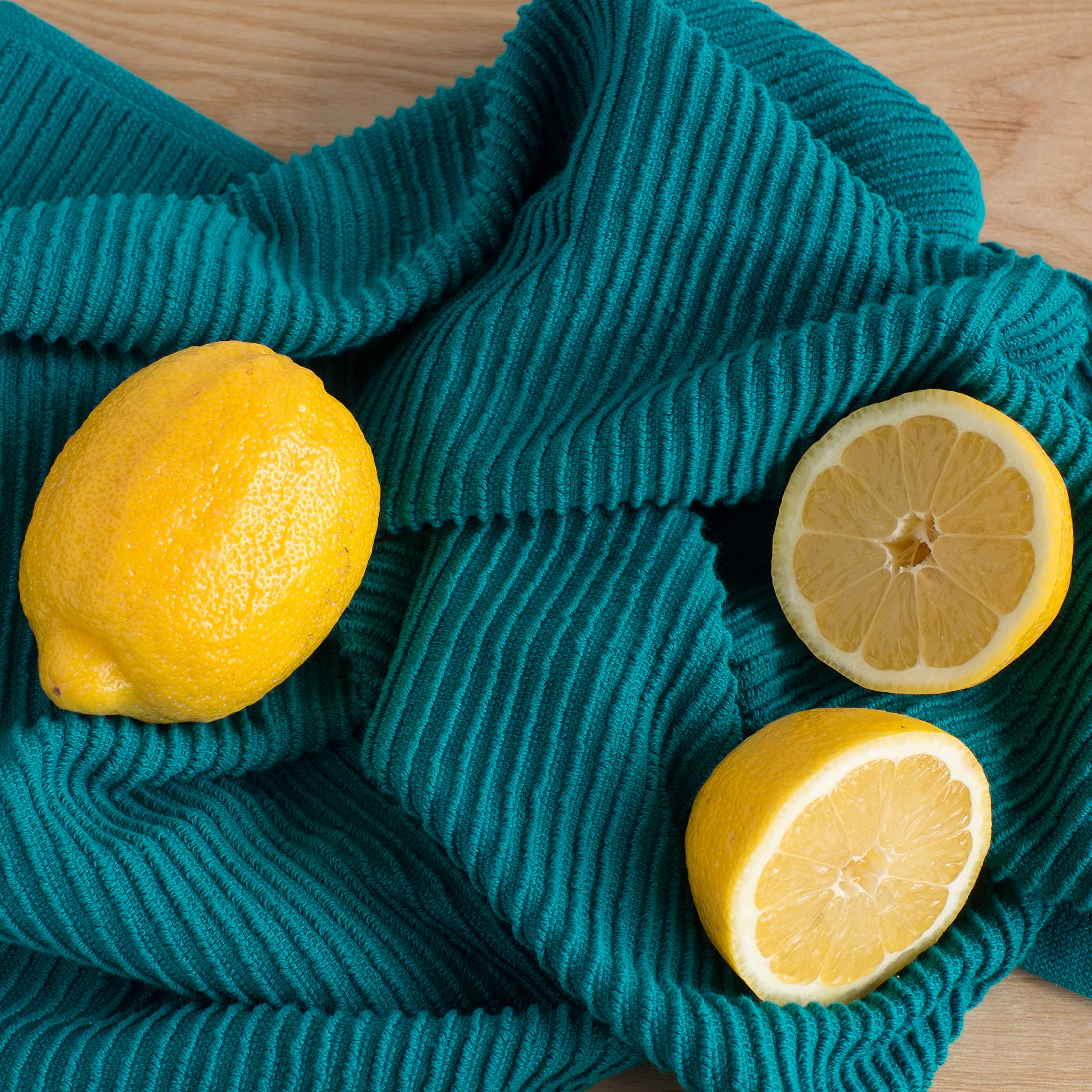 Now Designs Ripple Kitchen Towel Set of 2 - Absorbent & Durable Peacock Green Dish Towels for Cooking, Cleaning & Drying Dishes - Perfect for Kitchens & Household Use