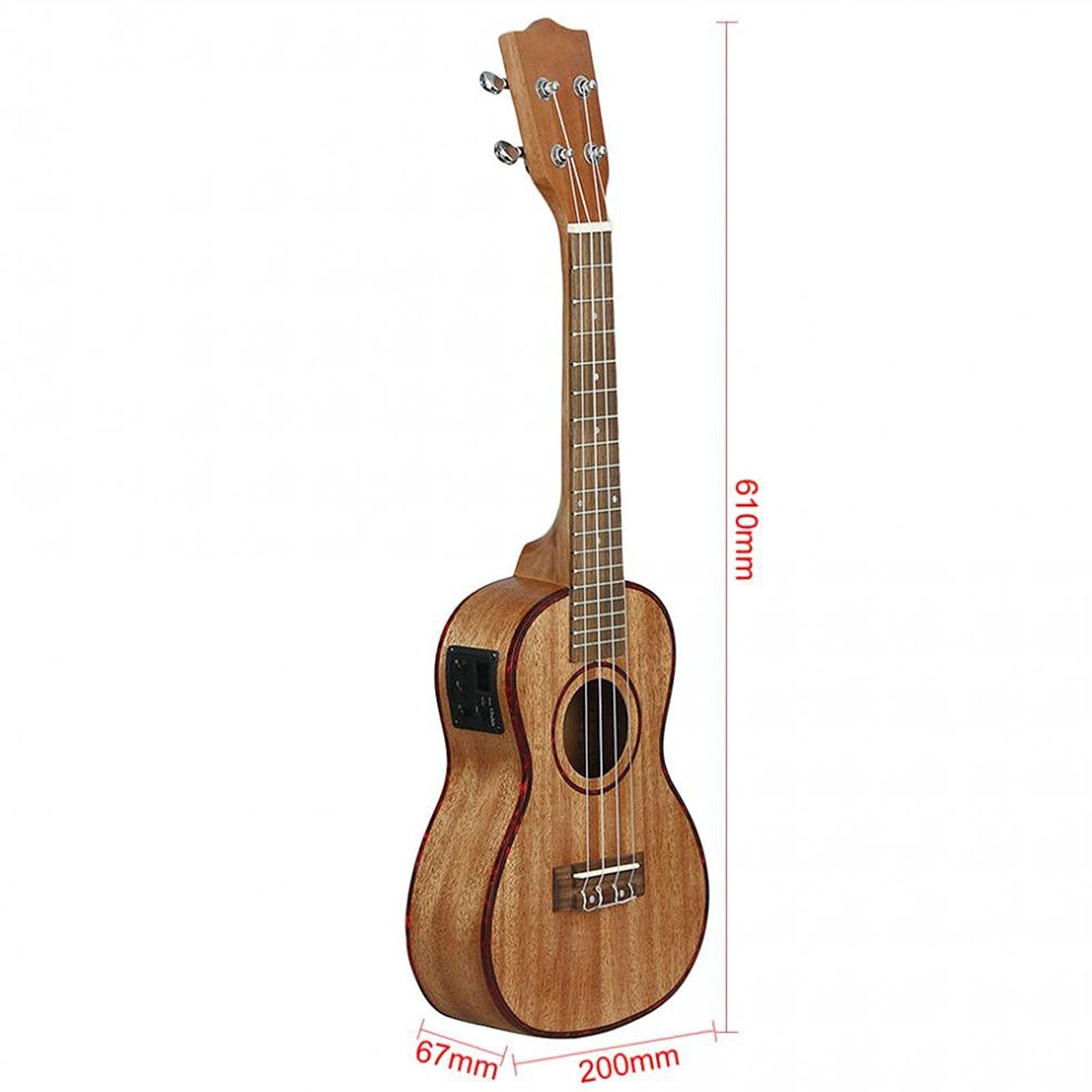 24 Inch Professional Electroacoustic Ukulele with Abalone Shell Edge - 18 Fret 4-String Hawaiian Guitar with Built-in EQ Pickup - Perfect for Concert, Stage Performance & Home Practice