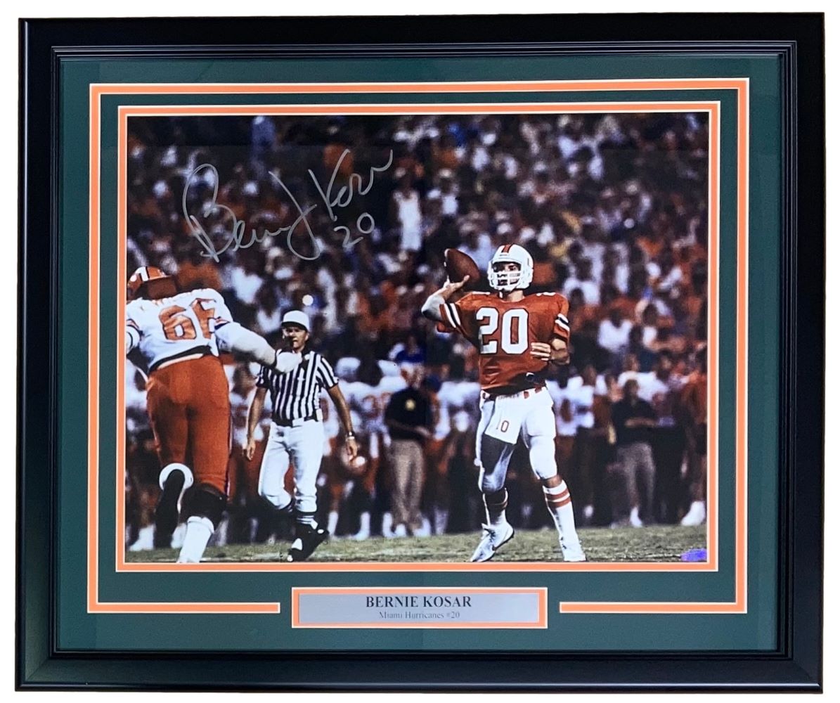 Bernie Kosar Autographed Miami Hurricanes 16x20 Framed Photo with Steiner Sports Hologram - Perfect for Football Memorabilia Collectors and Sports Fans Decor