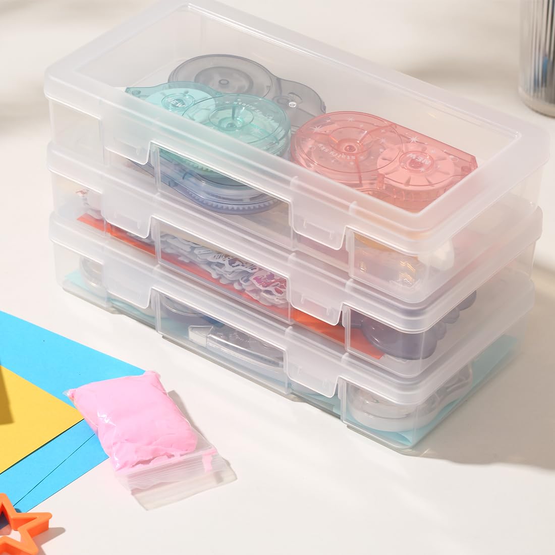 2 Pack Multi-Size Storage Box Set - Small, Medium & Large Plastic Storage Containers with Secure Latching Lids | Perfect for Home Organization, Office Supplies & Toy Storage
