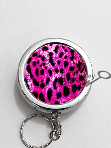 BlackKey Cheetah Print Portable Pocket Ashtray with Key Ring - Compact Round Cigarette Ash Holder for Travel, Camping & Outdoor Use