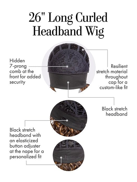 26in Long Curled Headband - Synthetic Hair Extension for Women | Perfect for Cosplay, Weddings & Daily Styling