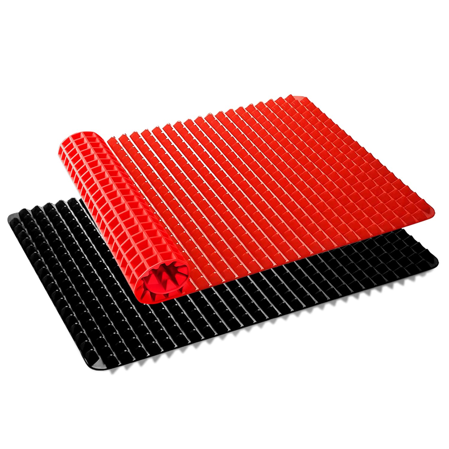 Non-Stick Silicone Baking Mat Set (2 Pack) - Red Pyramid Design for Oven, Microwave & BBQ - 16