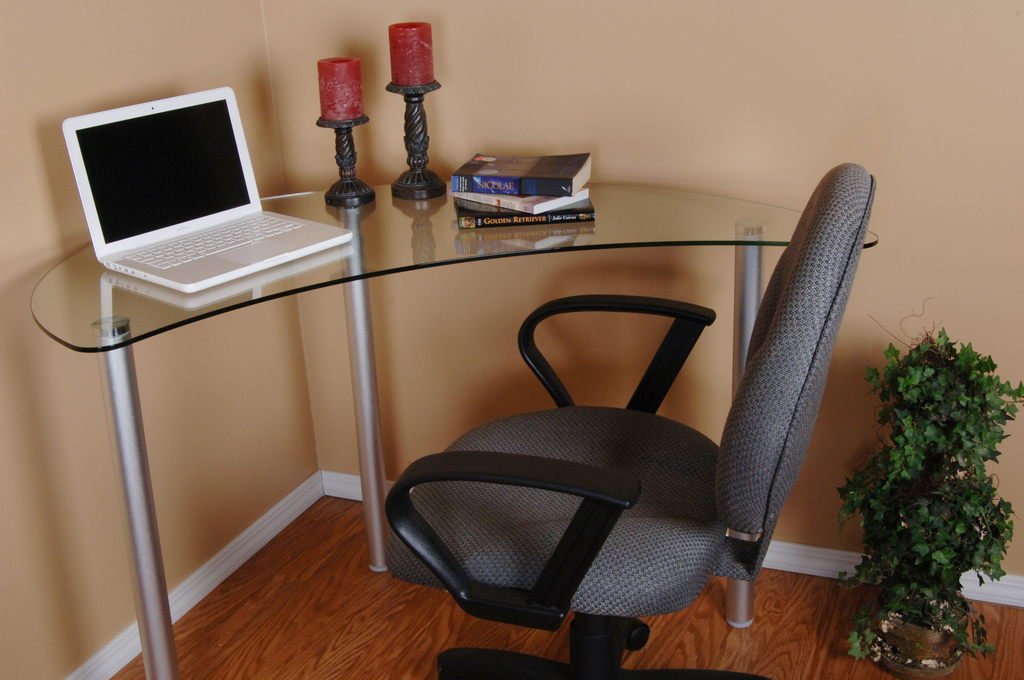 Clear Glass Corner Desk for Home Office & Gaming Setup