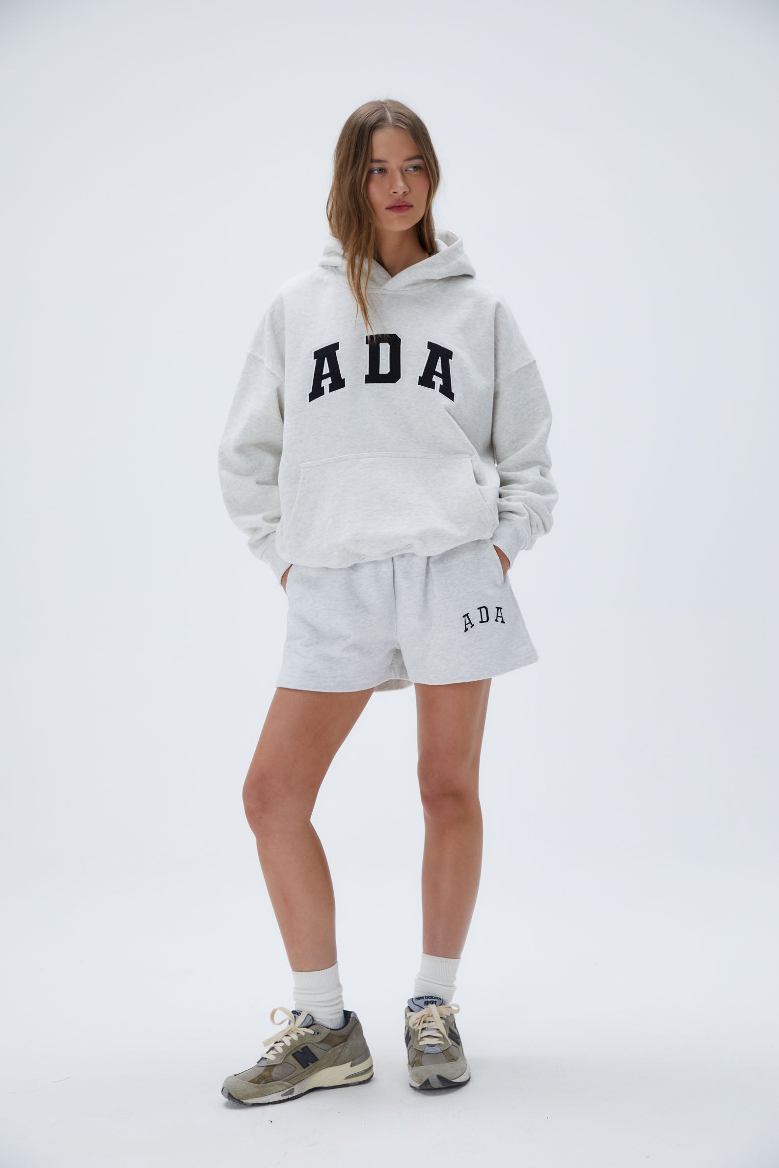 ADA Oversized Hoodie - Light Grey Melange | Cozy Unisex Pullover for Streetwear & Loungewear | Perfect for Casual Outfits & Relaxing at Home