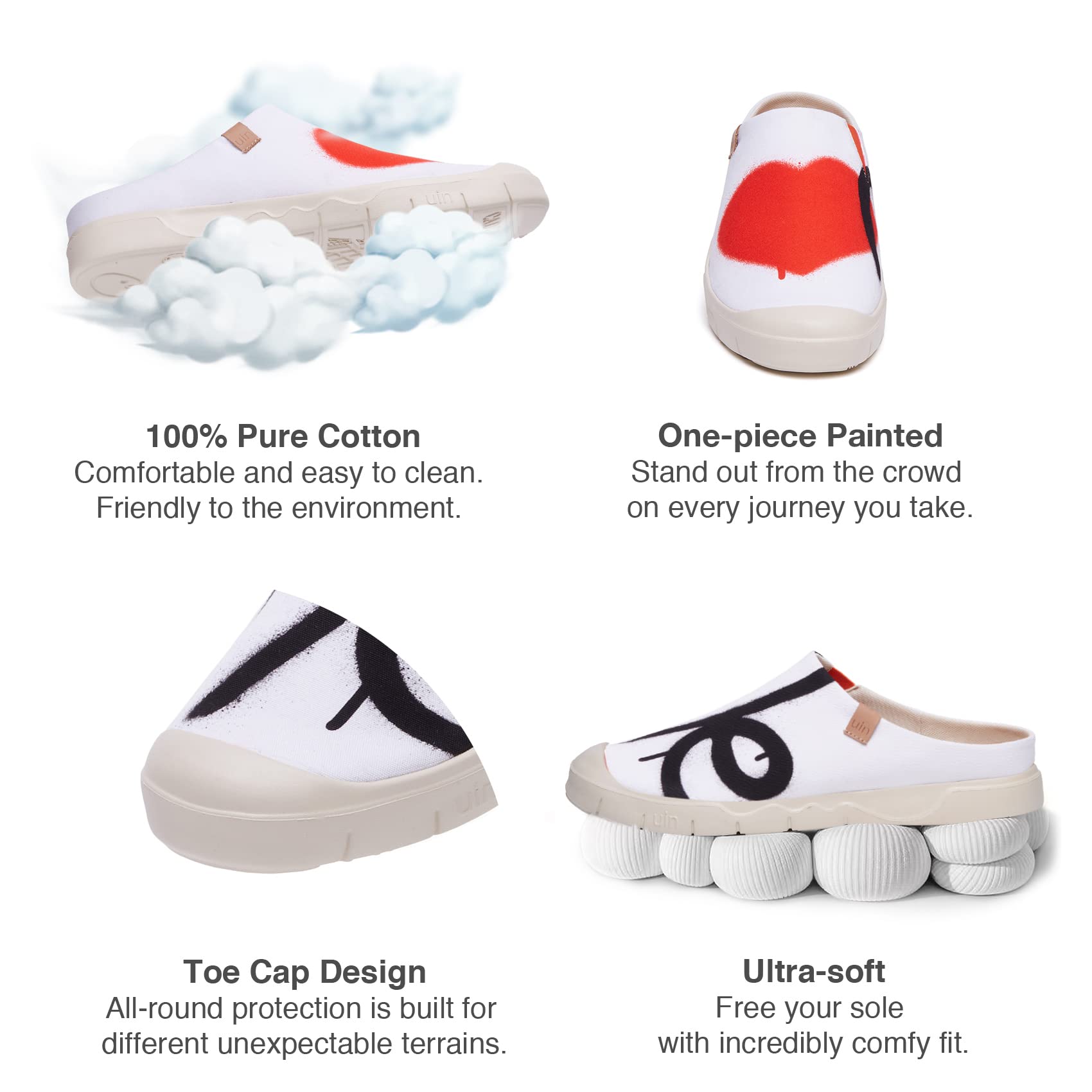 UIN Men's Loafers - Lightweight Comfortable Slip-On Mules for Walking, Casual Wear & Travel - Breathable House Slippers with Artistic Paint Design - Perfect for Home, Office & Vacation Use
