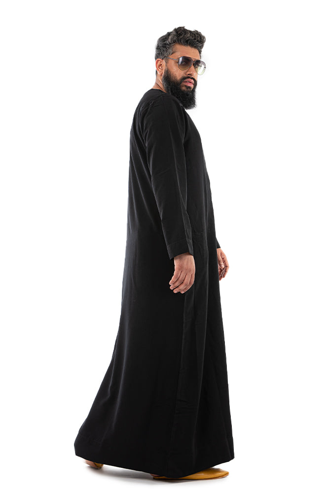 Black Men's Arab Omani Jubba - Traditional Islamic Thobe for Men - Perfect for Eid, Weddings & Special Occasions