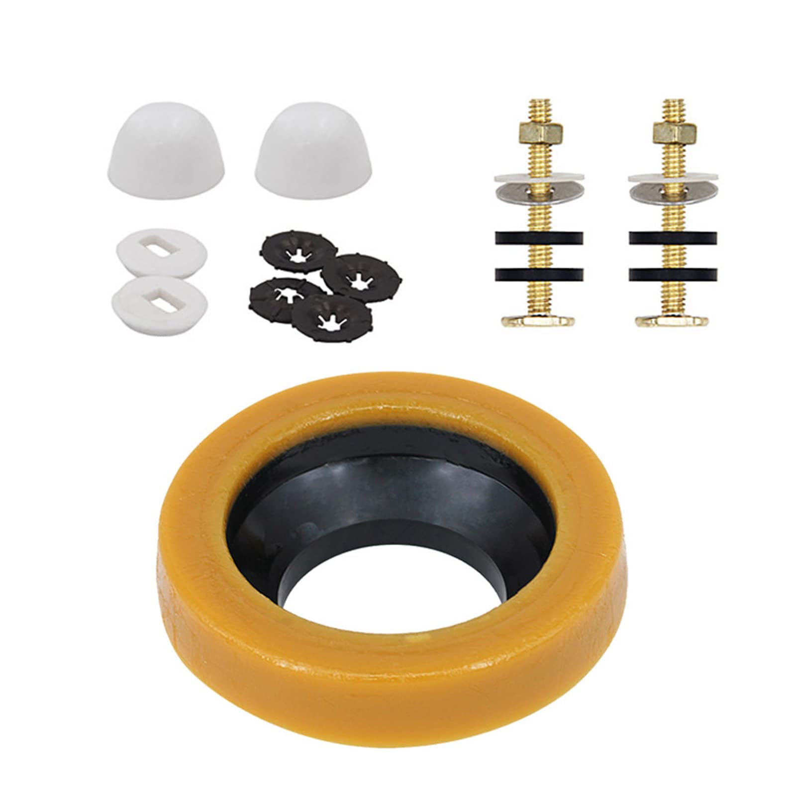 Thick Wax Ring Toilet Seal Kit with Brass Closet Bolts, PE Flange & Retainers - Waterproof, Odor-Proof Toilet Bowl Gasket for Secure Installation | Perfect for Bathroom Renovations & Plumbing Repairs