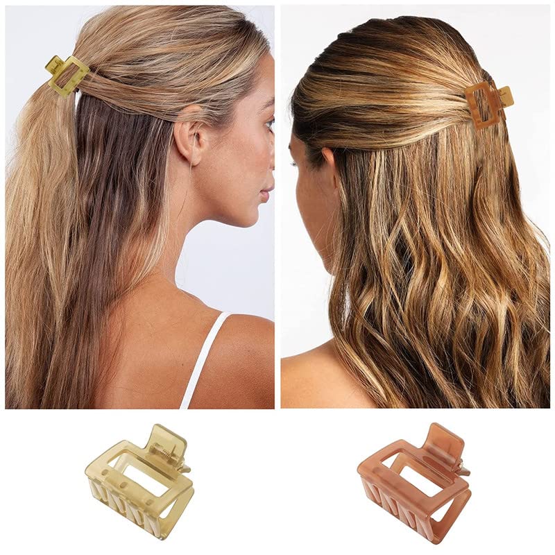 RECTYO GALLERY Small Hair Claw Clips for Women - 1.57 Inch Mini No Slip Square Hair Clips for Thin to Medium Hair | Perfect for Ponytails, Buns & Everyday Styling | Hair Accessories for Women & Girls