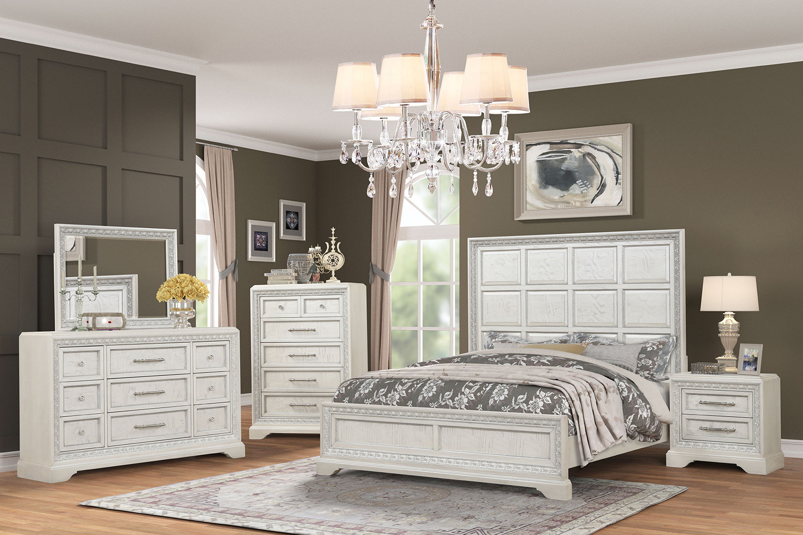 Modern Maya Bedroom Set - Queen Size Bed Frame, Nightstand & Dresser - Solid Wood Furniture for Cozy Home Decor | Perfect for Master Bedroom, Guest Room & Airbnb Stays