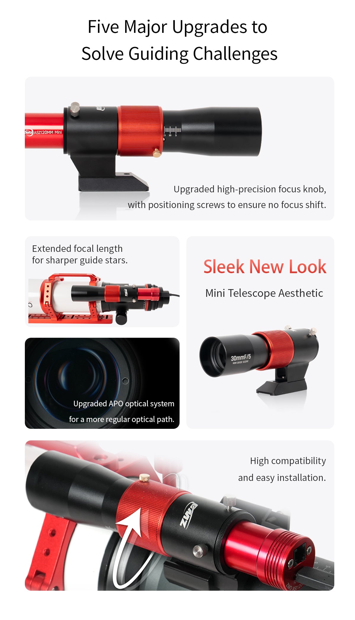 ZWO 30mm f/5 ED Mini Guide Scope - Compact & Lightweight Telescope for Astrophotography | Perfect for Stargazing, Night Sky Observation & Astronomy Enthusiasts