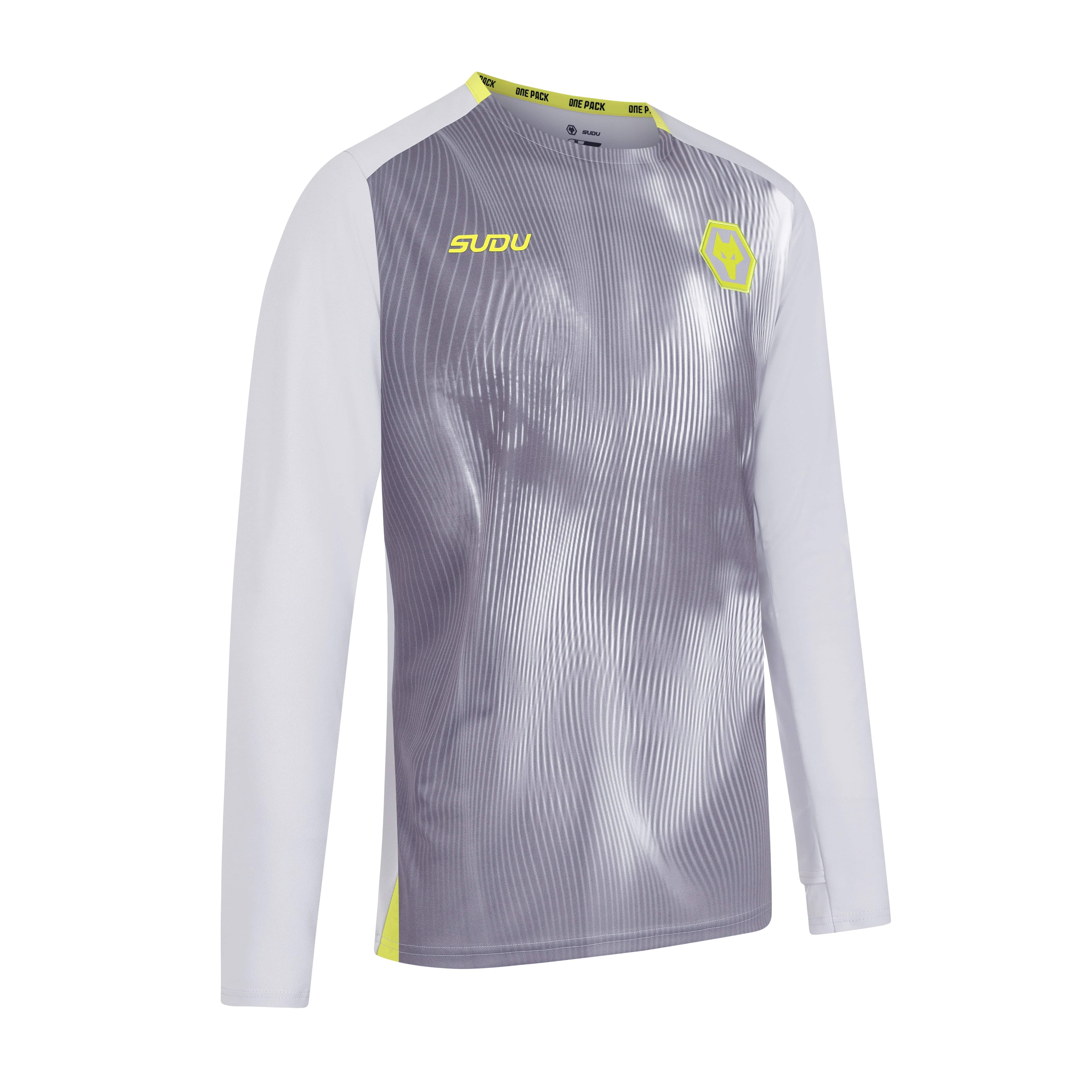 2024-2025 Wolves Players Training Long Sleeve T-Shirt - Grey - Perfect for Gym, Soccer Practice & Casual Wear
