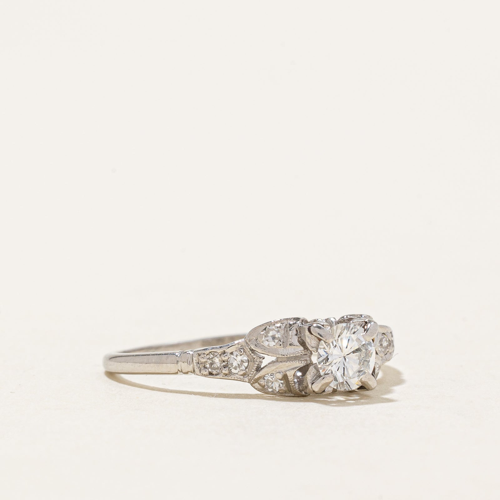 Platinum Diamond Engagement Ring for Women - 0.43 Carat Total Weight (CTW) - Size 7.5 - Perfect Proposal, Wedding & Anniversary Gift Idea