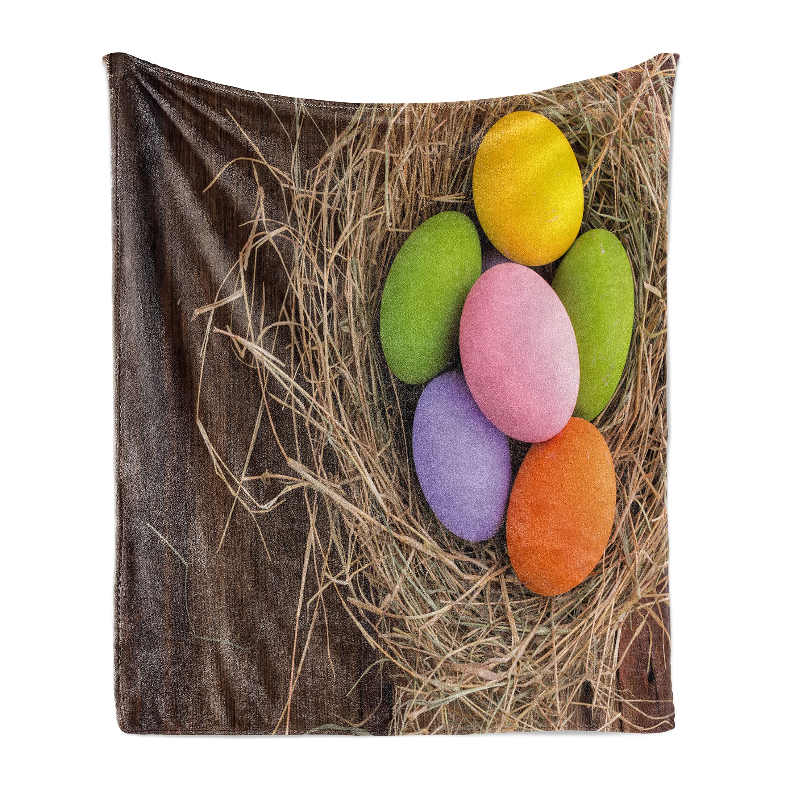 Ambesonne Easter Egg Flannel Fleece Throw Blanket - 50