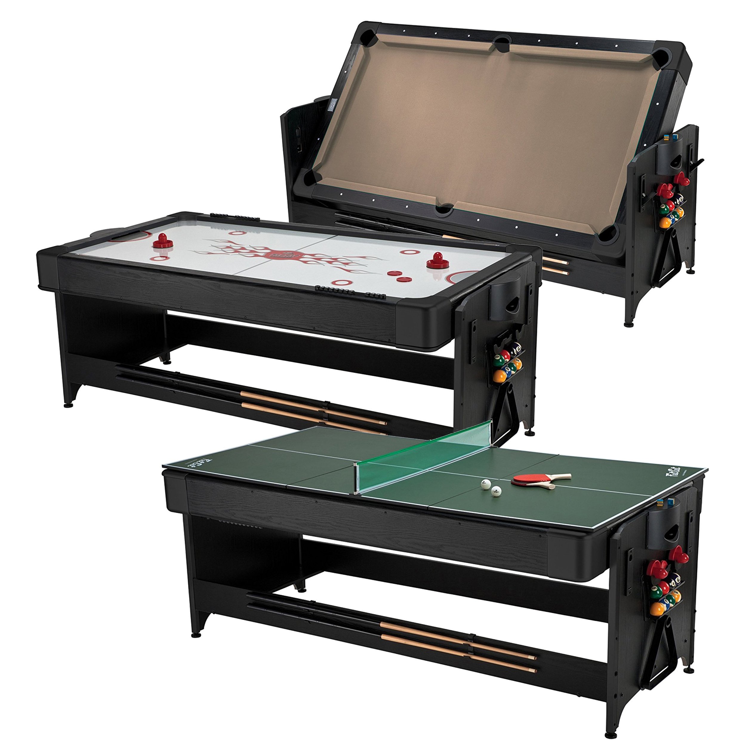 Fat Cat Original 3-in-1, 7-Foot Multi-Game Table for Billiards, Air Hockey & Table Tennis - Perfect for Game Rooms, Basements & Family Entertainment