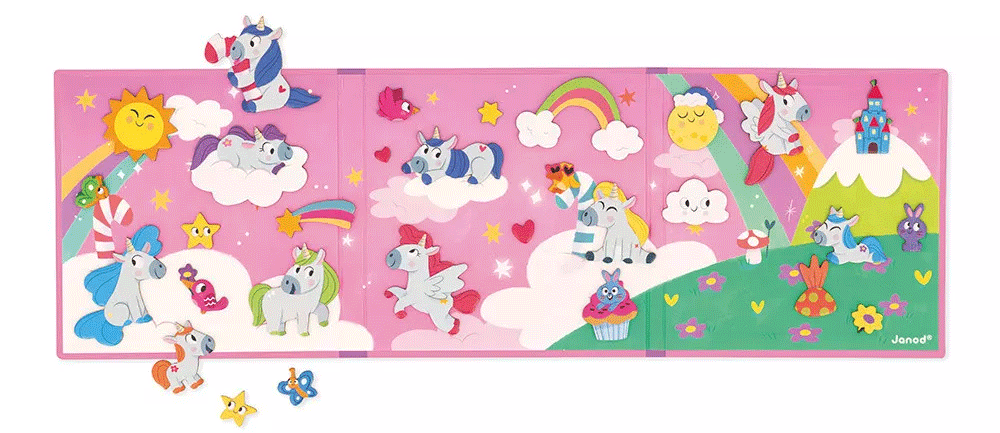 Janod Magnetic Storytelling Set - Unicorn Themed Magnetic Toy for Kids | Creative Play, Travel Activity & Educational Gift for Children