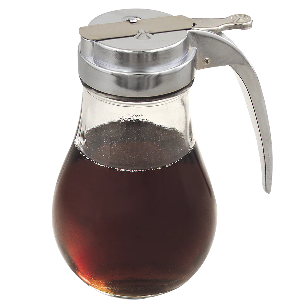 Premium Browne 14 Oz Glass Syrup Dispenser with Stainless Steel Spout - Perfect for Pancakes, Waffles, Coffee & Cocktails