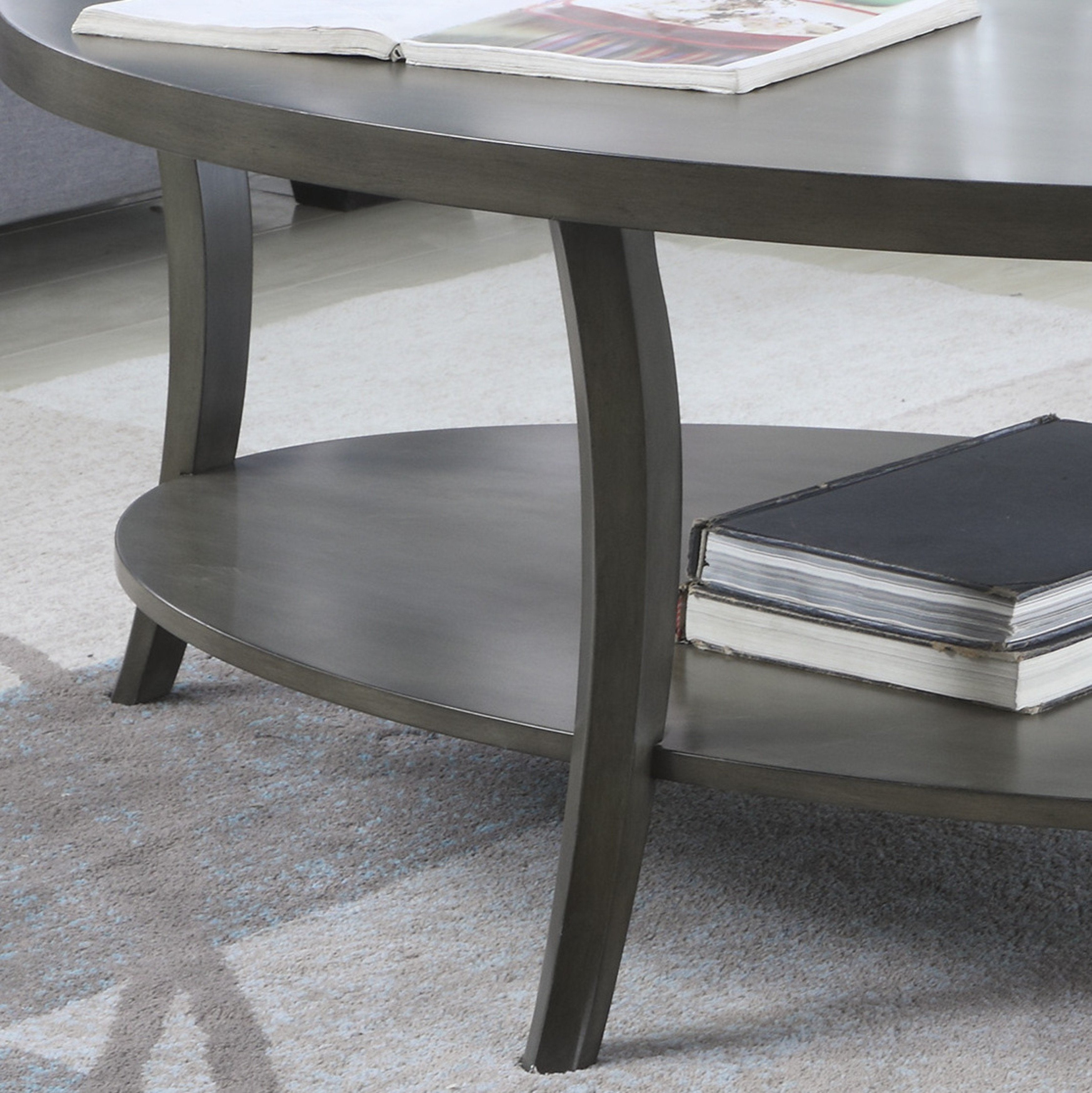 Roundhill Furniture Perth Contemporary 3-Piece Oval Coffee Table Set - Modern Living Room Decor for Home & Office