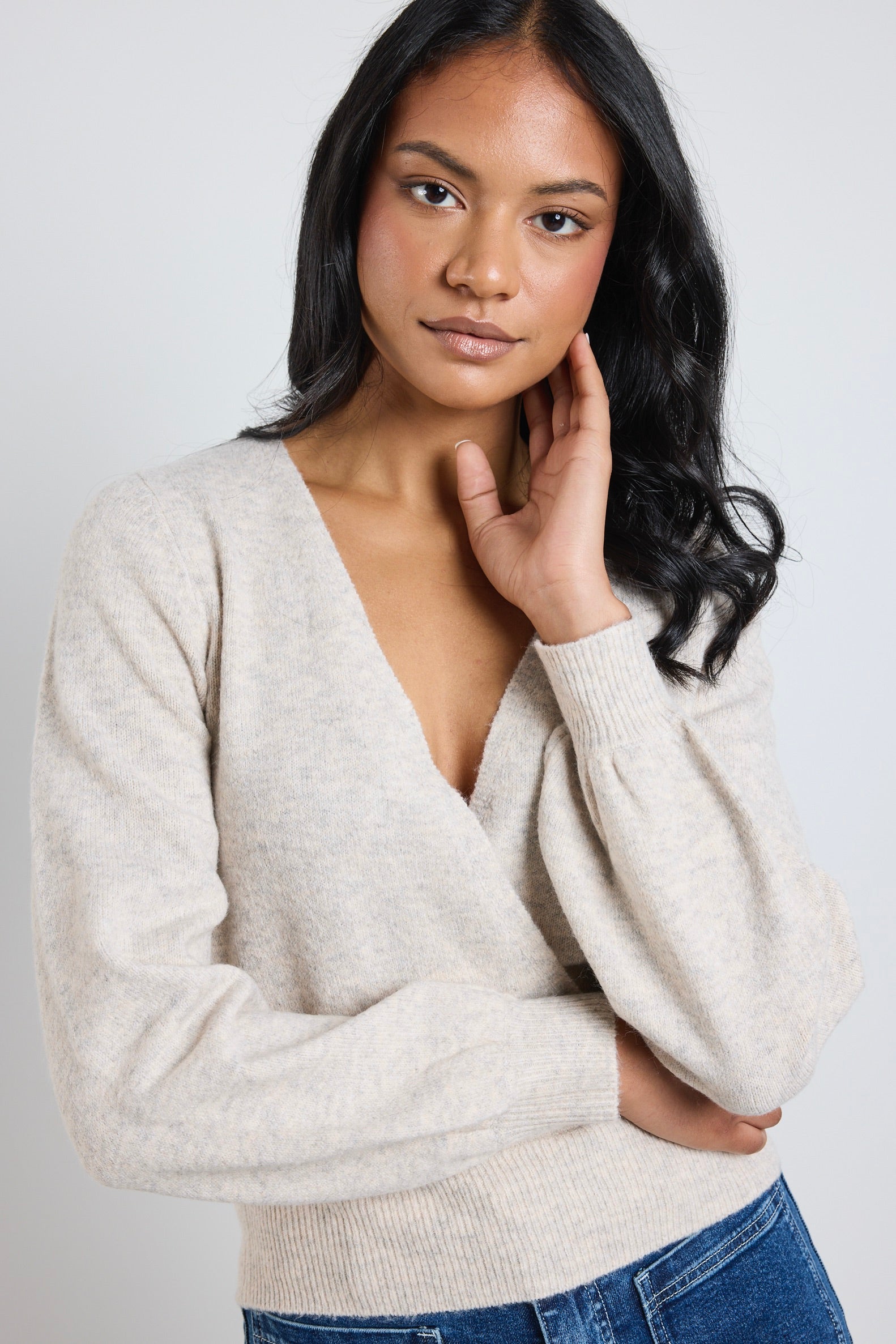 Charm Oat Marle Wrap Knit Jumper - Cozy Women's Sweater for Fall & Winter | Perfect for Office, Date Night & Casual Outfits