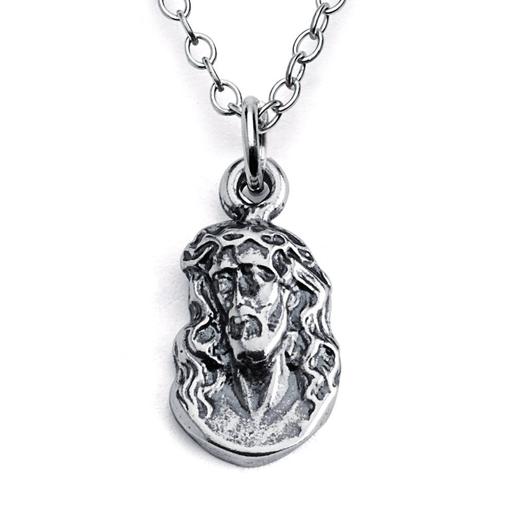 925 Sterling Silver Jesus Christ Crowned with Thorns Pendant Necklace - Religious Christian Jewelry Gift for Women & Men - Perfect for Baptism, Confirmation & Daily Faith Inspiration