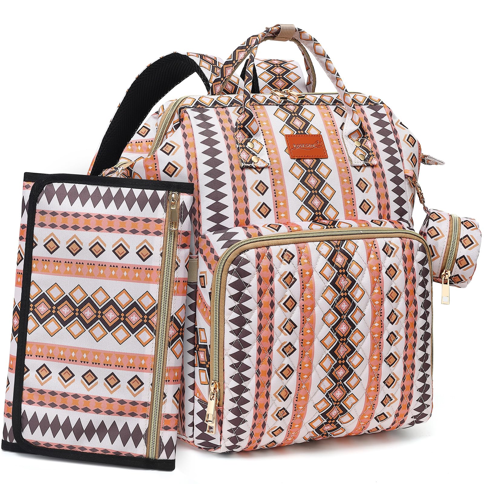 Stylish Western Boho Diaper Backpack for Moms - 35L Large Baby Bag with Changing Pad & Pacifier Case - Perfect for Boys, Girls & Toddlers - Ideal Baby Shower Gift & Travel Essential (White) - Great for Daycare, Park Outings & Family Vacations