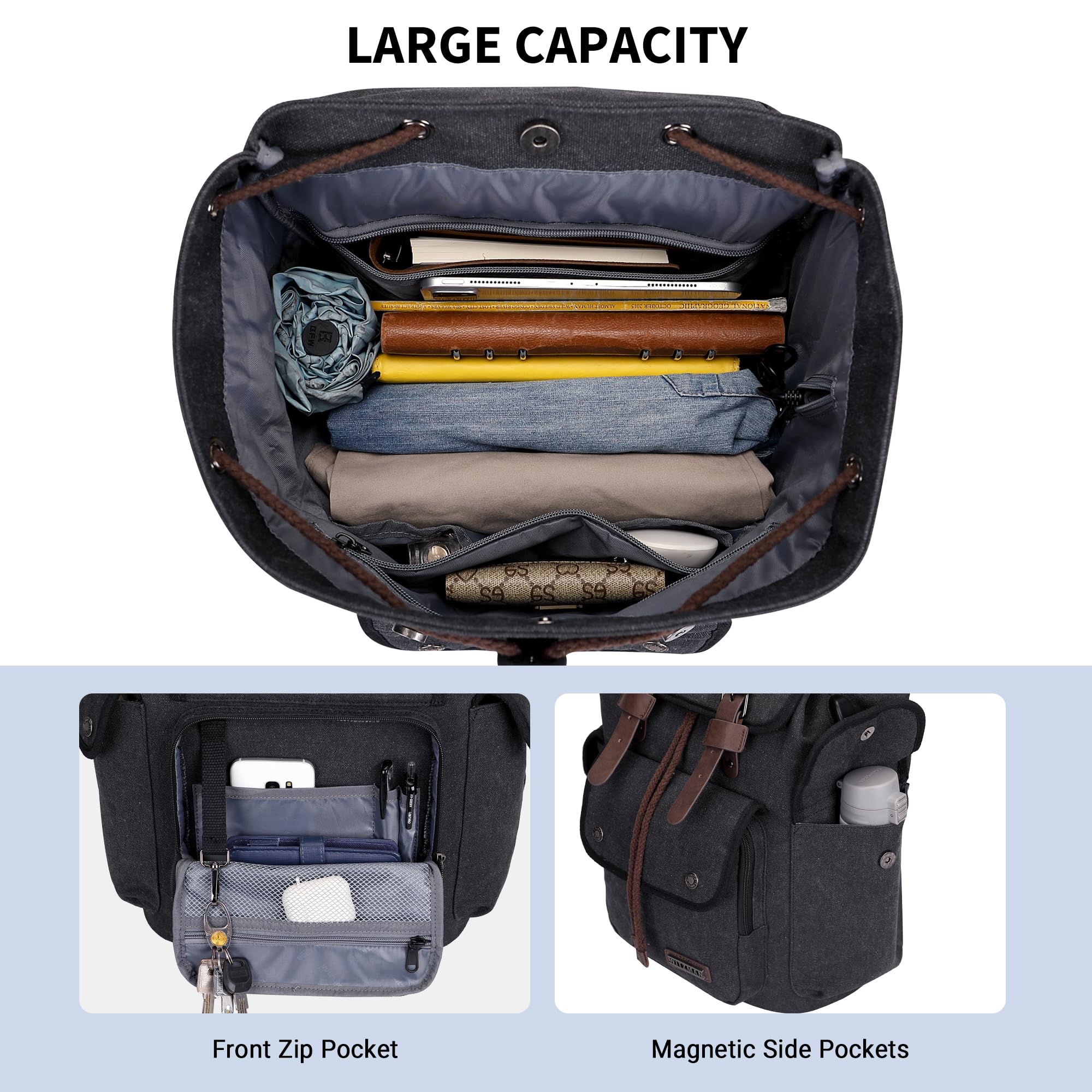 Vintage Canvas Backpack for Men - High Capacity Travel Rucksack for Hiking & Daily Use