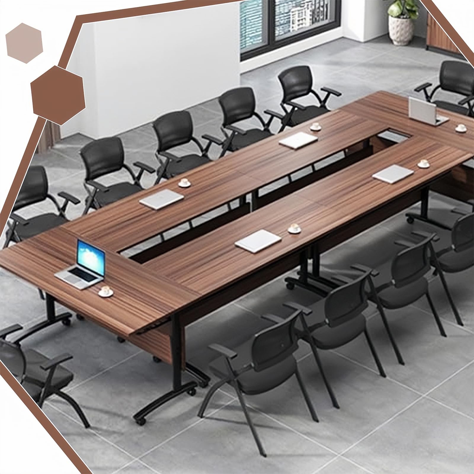 Foldable Conference Table with Silent Wheels - 2 Pack 140x60x75cm Modern Flip Top Mobile Training Table for Office Meetings & Events | Portable Folding Meeting Table for Training Rooms, Classrooms & Home Offices