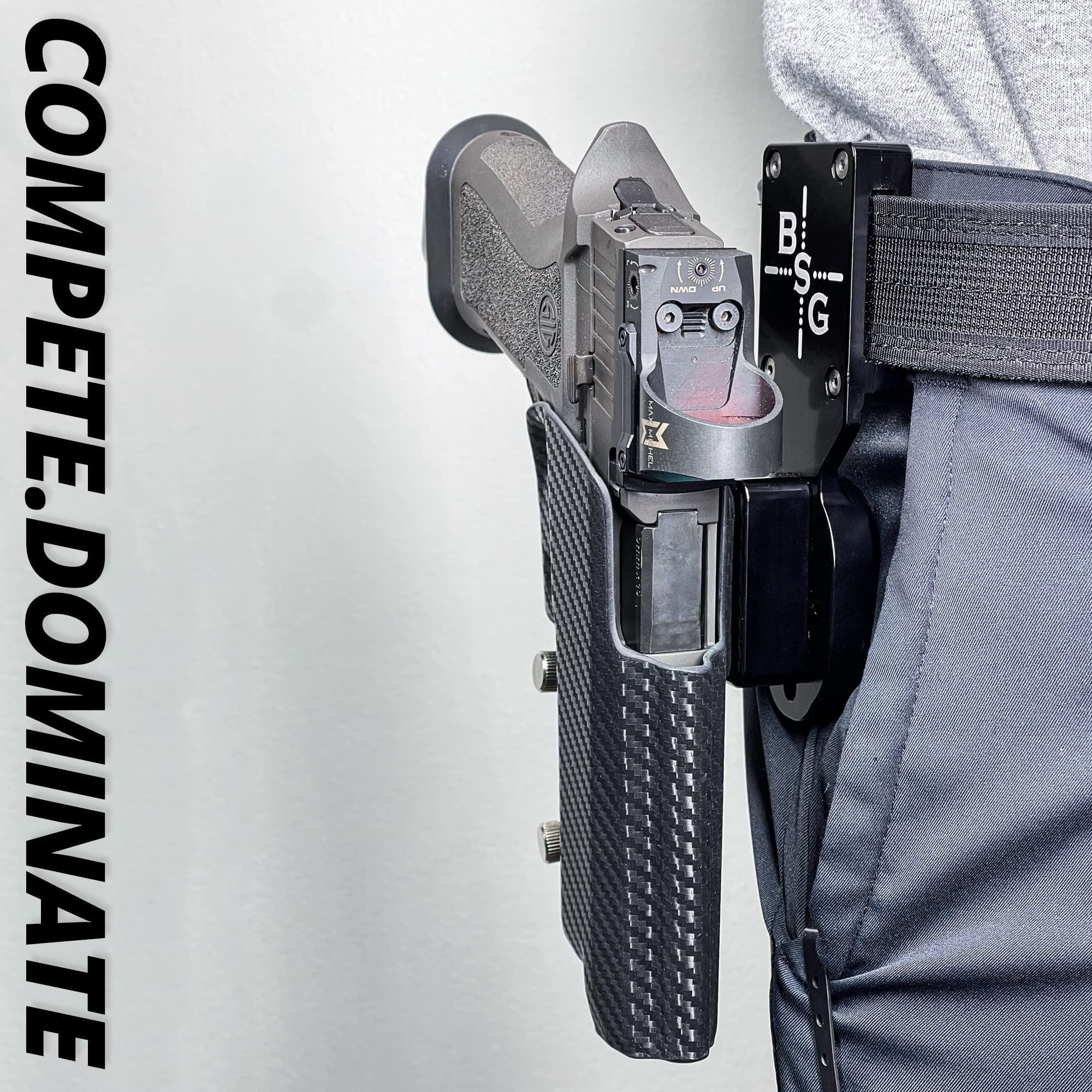 USPSA Pro Heavy Duty Carbon Fiber Holster for Black Scorpion - Black Belt Attachment Fits 2011 Full Size Pistols | Competition Shooting & Tactical Training