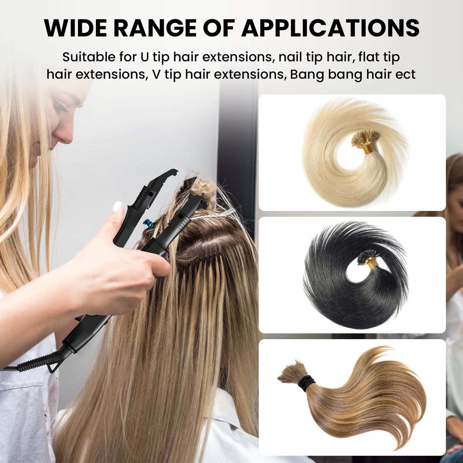 TopWigy Professional Hair Extensions Tool - Adjustable Temperature Fusion Heat Iron Connector Wand with US Plug | Perfect for Salon Styling, DIY Hair Blending & Seamless Extensions at Home