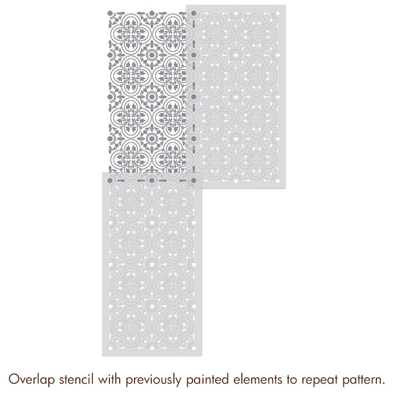 Palladium Tile Allover Stencil - Reusable DIY Wall Stencil for Home Decor, Bathroom, Kitchen Backsplash - Perfect for Painting Patterns on Walls, Floors, and Furniture