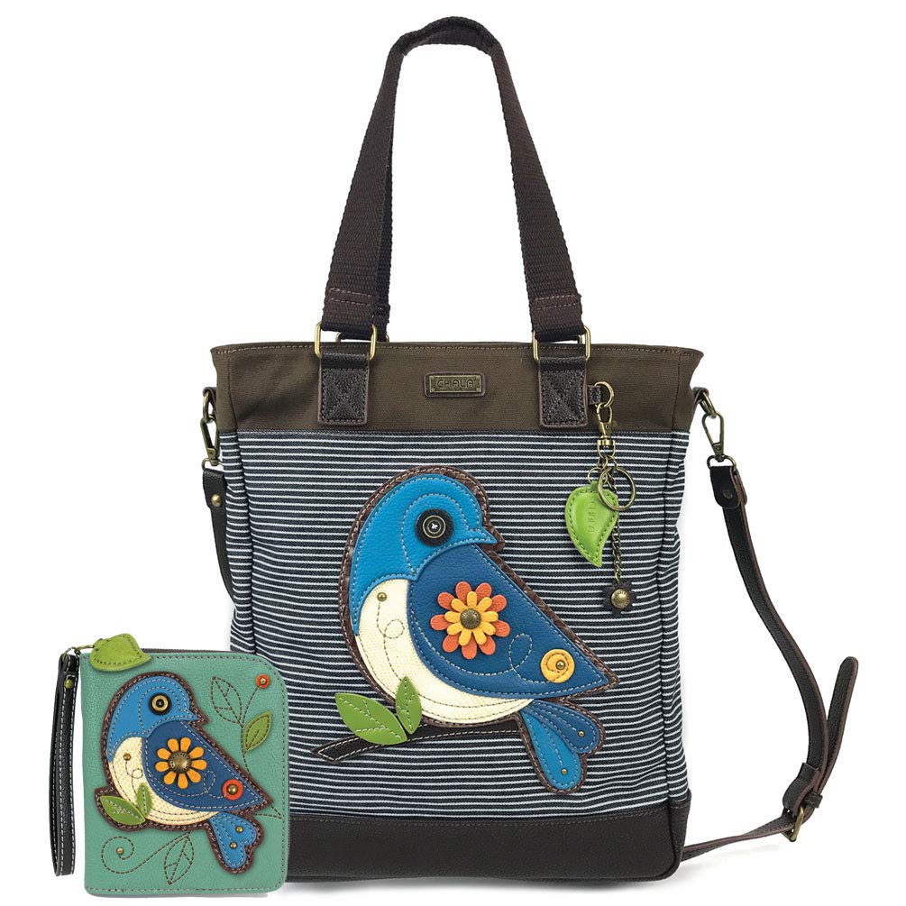 CHALA Denim Blue Stripe BlueBird Work Tote Bag - Stylish & Durable Women's Office Tote for Work, Commute & Travel | Perfect for Professionals & Business Women