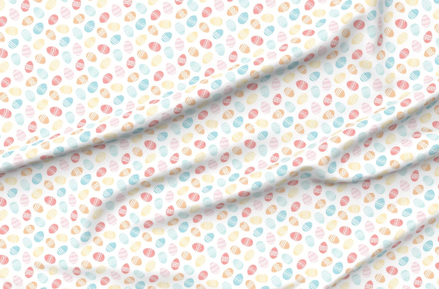 Easter Eggs Pastel Cute Printed Denim Fabric by The Yard - Bottomweight Cotton Material for Apparel, Home Decor & Upholstery - Perfect for DIY Easter Crafts, Spring Dresses & Home Decoration Projects