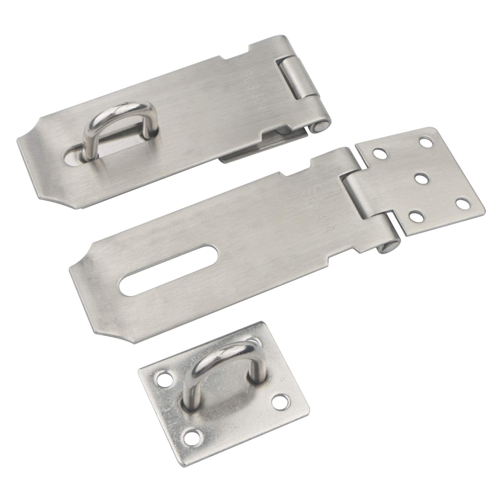 6 Pack 4 Inch Stainless Steel Padlock Hasp Latch - Heavy Duty Security Door Clasp with Screws for Furniture, Cabinet, Drawer, Cupboard & Closet - Perfect for Home, Office & Storage Security