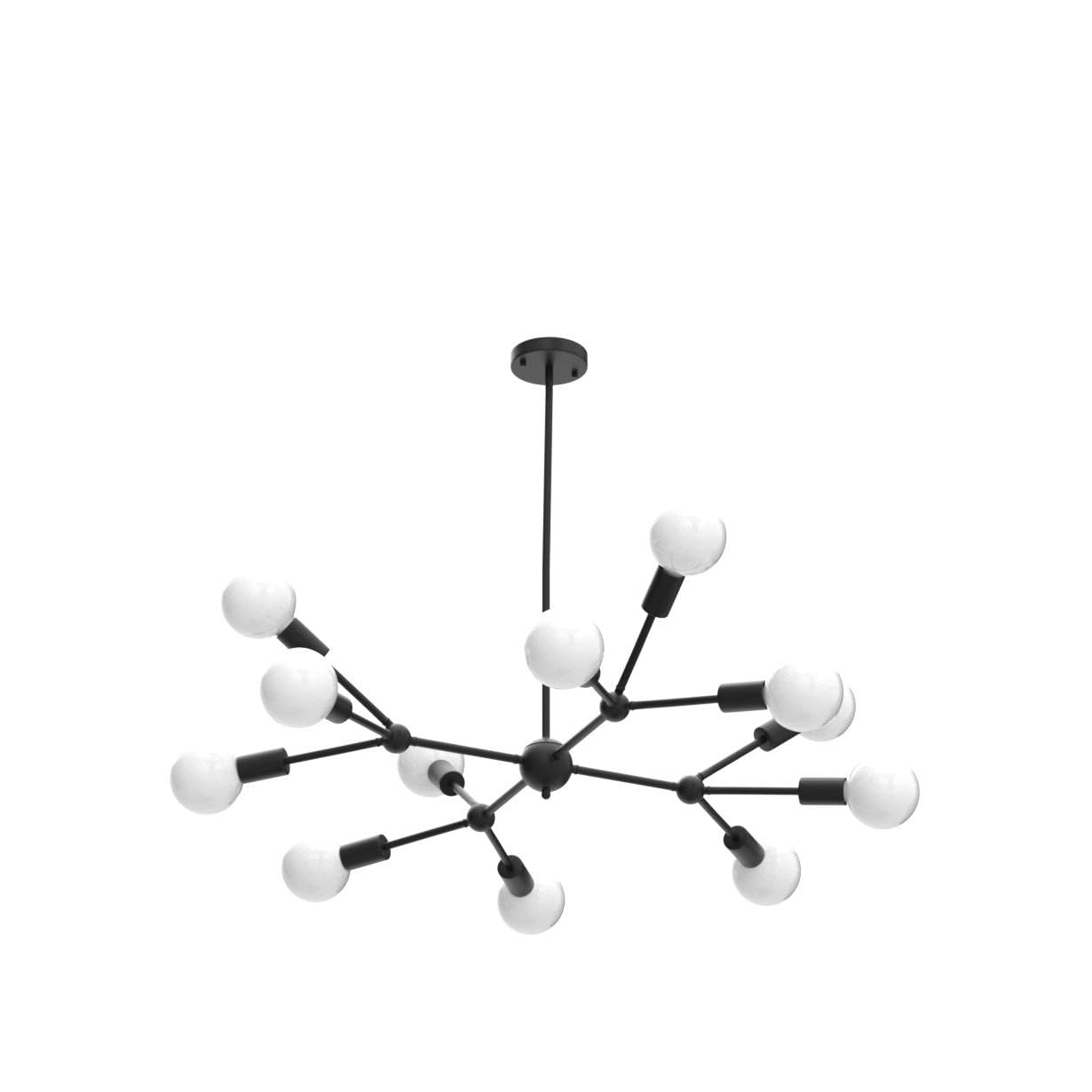 Modern Black Sputnik Chandelier - 12-Light Metal Ceiling Fixture with Pendant Lighting for Bedroom, Living Room, Dining Room | Stylish Mid-Century Lighting for Home & Office Decor