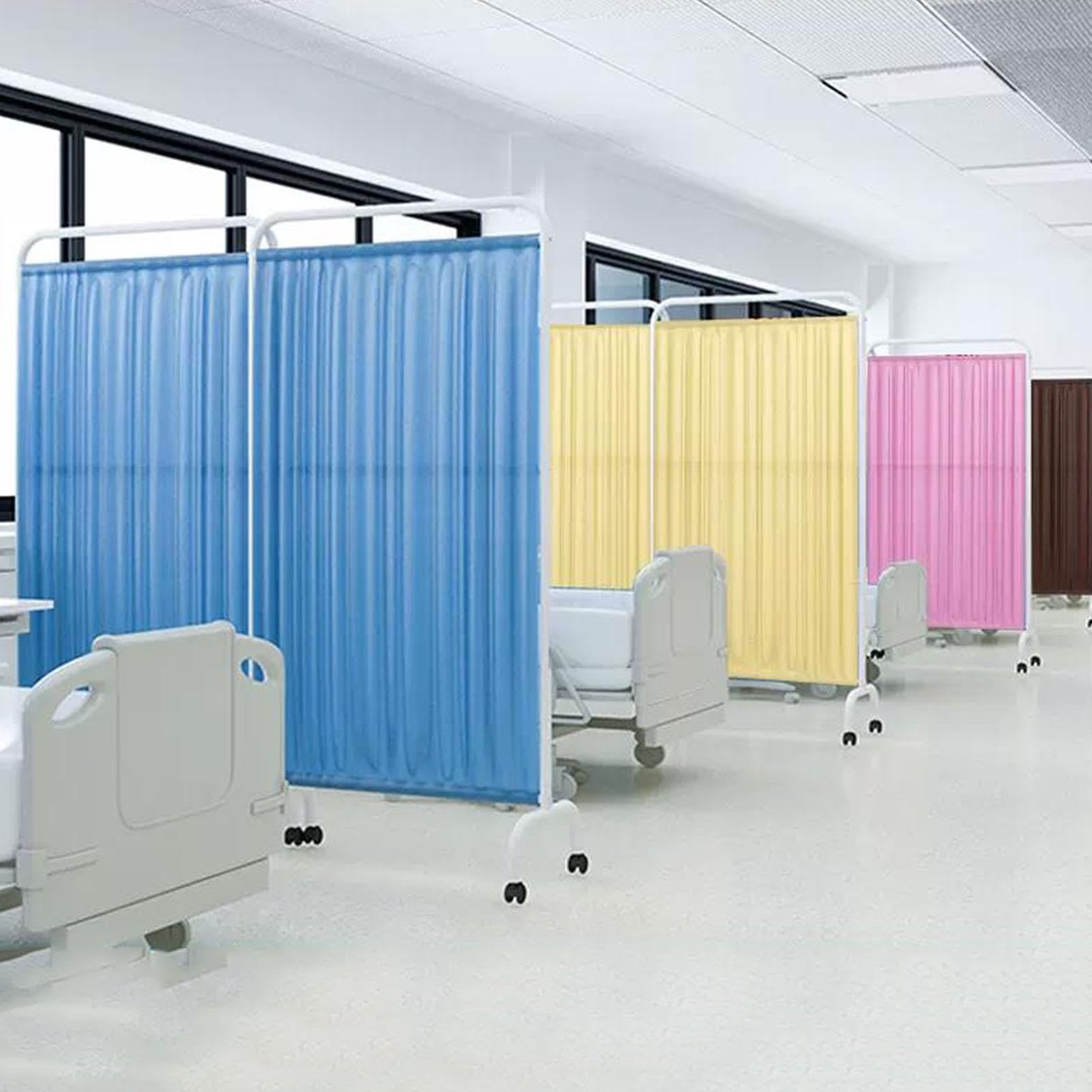 6ft High Mobile Medical Privacy Screen - 3-Panel Folding Rolling Partition with Wheels for Clinics, Beauty Salons & Offices | Blue | Ideal for Patient Privacy, Room Dividers & Workspace Separation