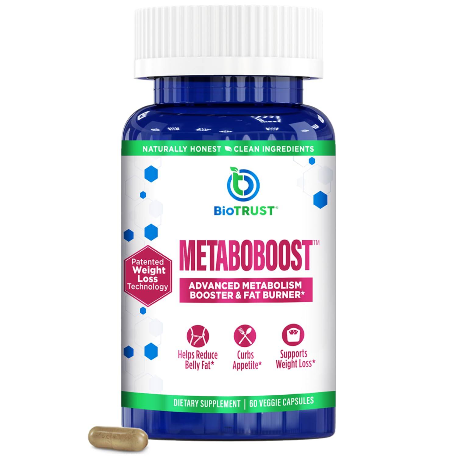BioTrust MetaboBoost Weight Loss Supplement – Appetite Suppressant & Fat Burner with Berberine | Clinically Proven Metabolism Booster for Holistic Weight Loss | 60 Vegan Capsules – Supports Energy & Digestion for Active Lifestyles