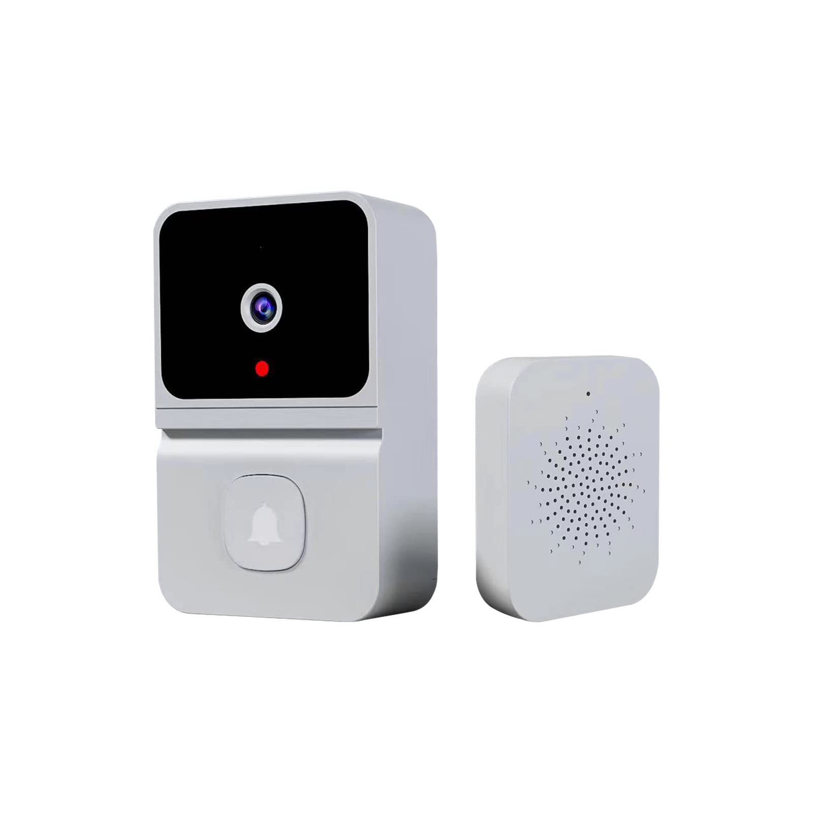 Smart WiFi Video Doorbell with HD Night Vision & App Control - Wireless Security Camera, 2-Way Audio, Anti-Theft Alarm, White - Perfect for Home Security & Package Monitoring
