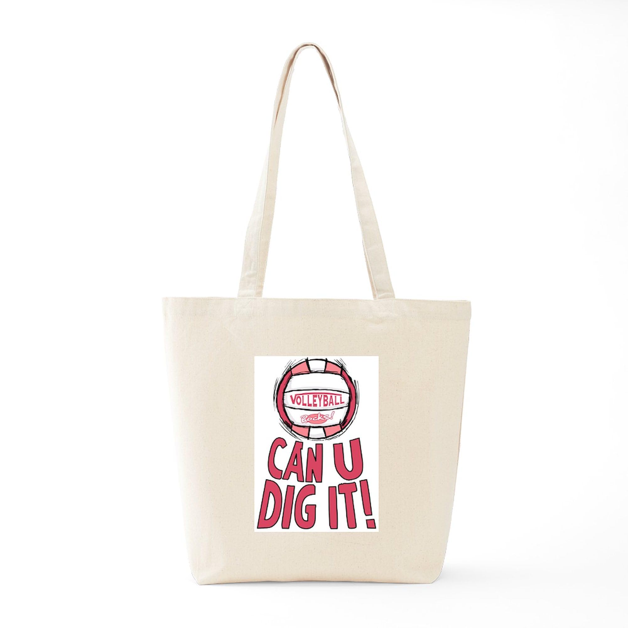 Can U Dig It Pink Natural Canvas Tote Bag - Eco-Friendly Reusable Shopping Bag for Groceries, Beach & Daily Use